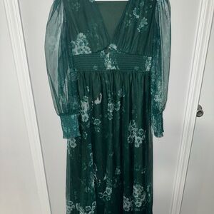 Elegant Green Floral Dress